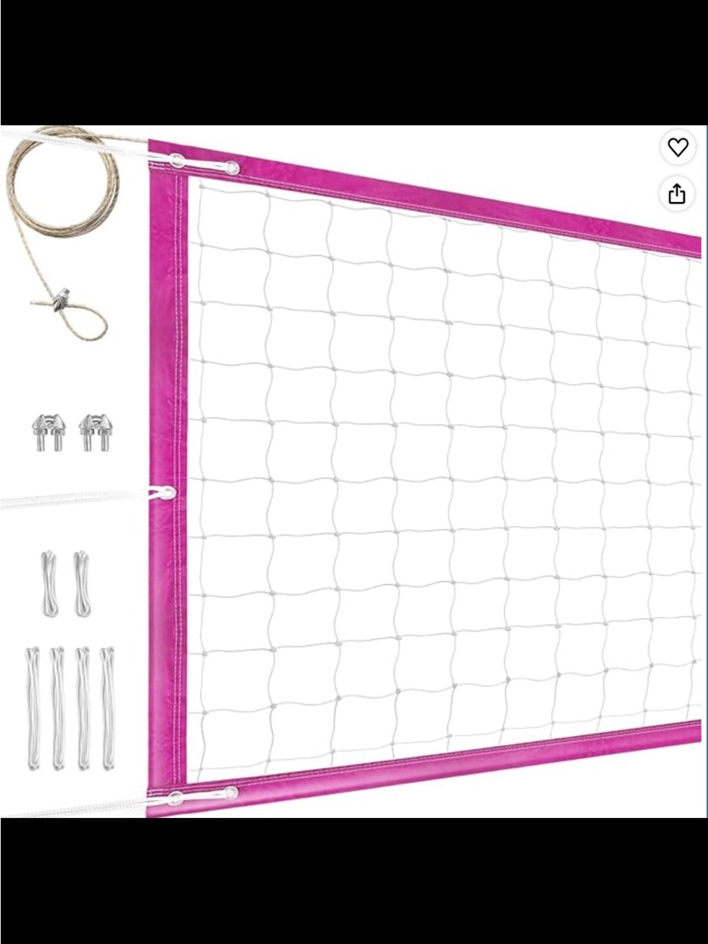 32x3 FT Pink Volleyball Net with Hardware Kit - Party & Recreation